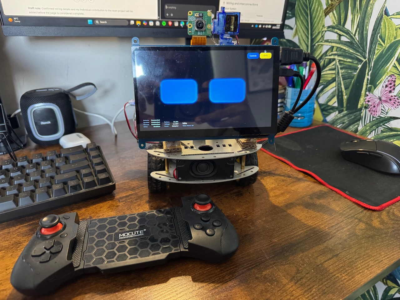 Front view of Bob AI-Powered Raspberry Pi Rover with its controller